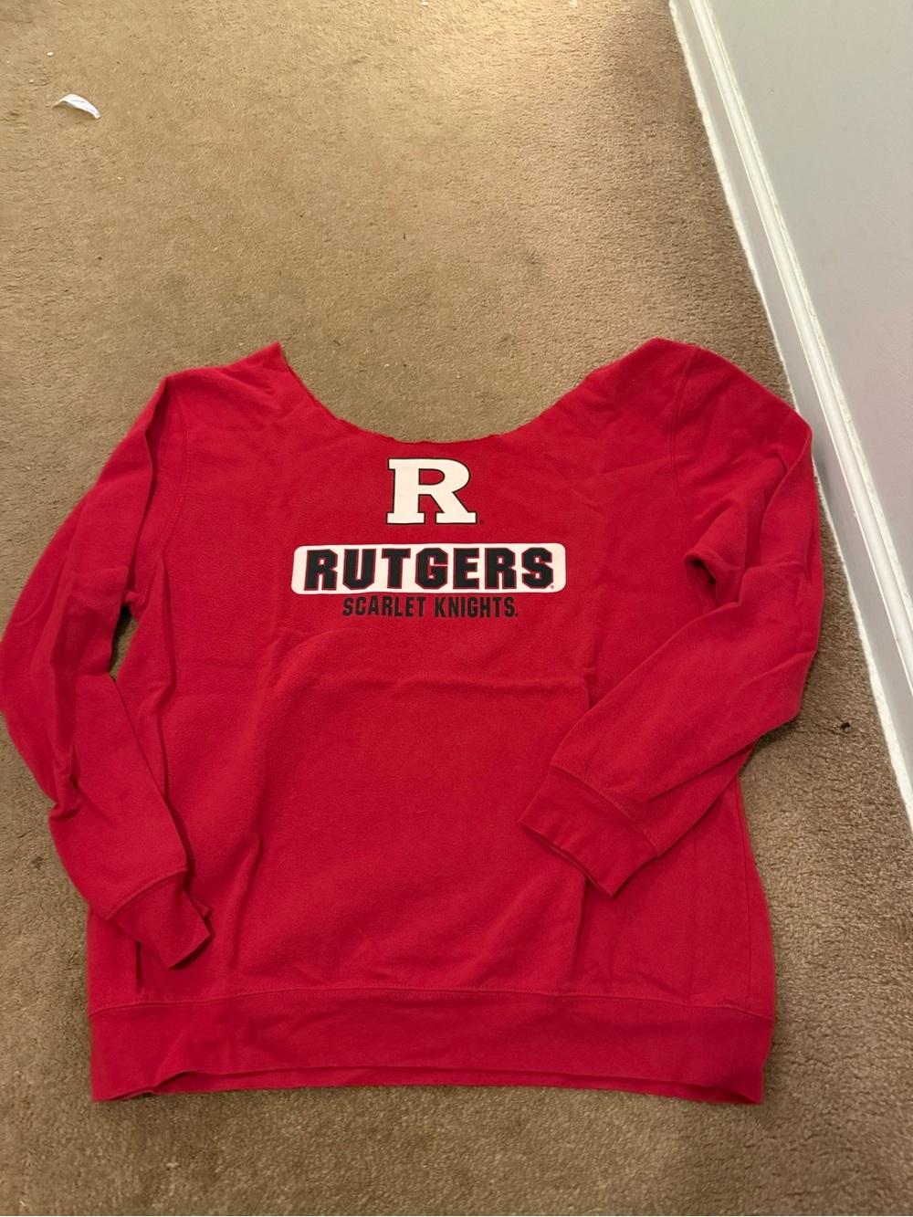 Rutgers Scarlet Knights Red Women’s Cut Off the shoulder Sweatshirt